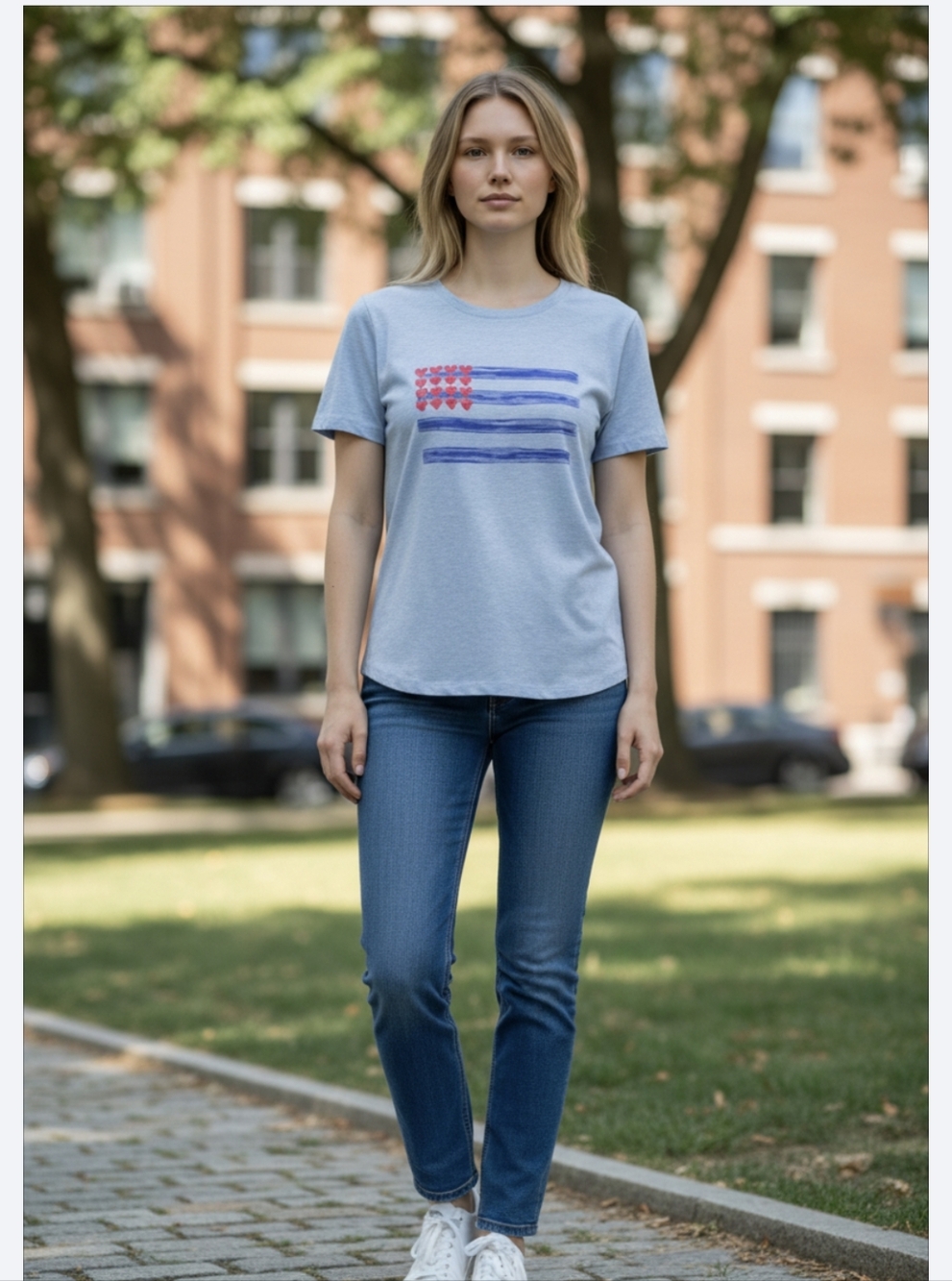 Talbots Blue and Red Short Sleeve Tee